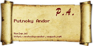 Putnoky Andor névjegykártya